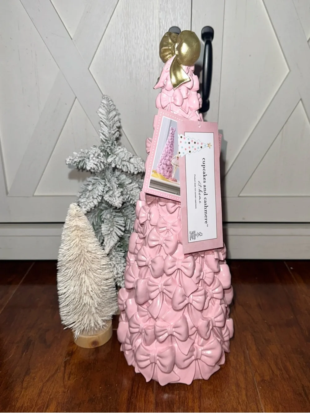 Cupcakes & Cashmere Pink Bow Christmas Tree with Gold Bow Topper